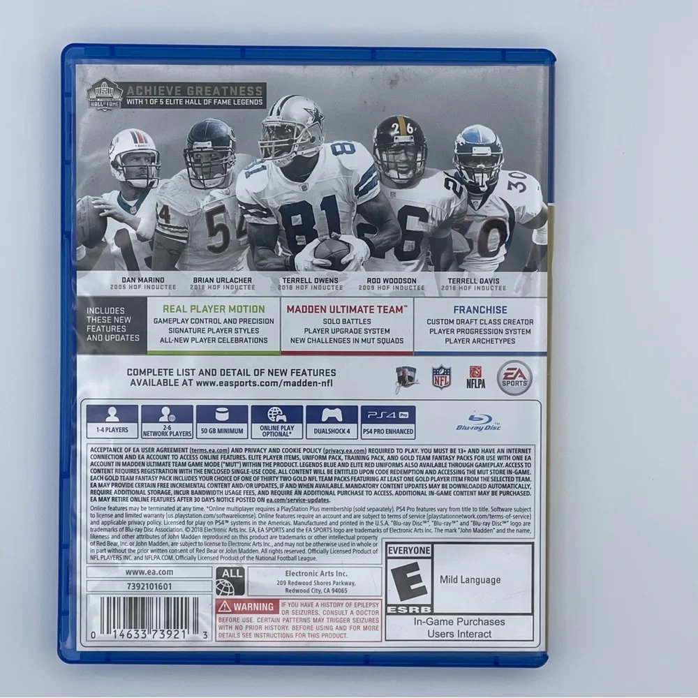 Madden‎ NFL 19 Hall of Fame Edition (Sony PlayStation 4, 2018) Complete